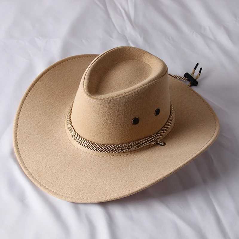 Vintage Western Cowboy Hat Solid Color Potted Hat Wide Brim Jazz Hat Outdoor Hiking Sunscreen W241225