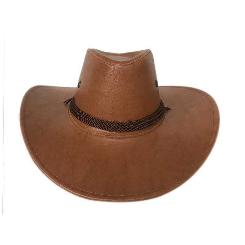 WZCX Wide Brim Solid Color Mens Outdoor Spring Autumn Cowboy Hat Adjustable Personalized Party Jazz Hat Top C W241225