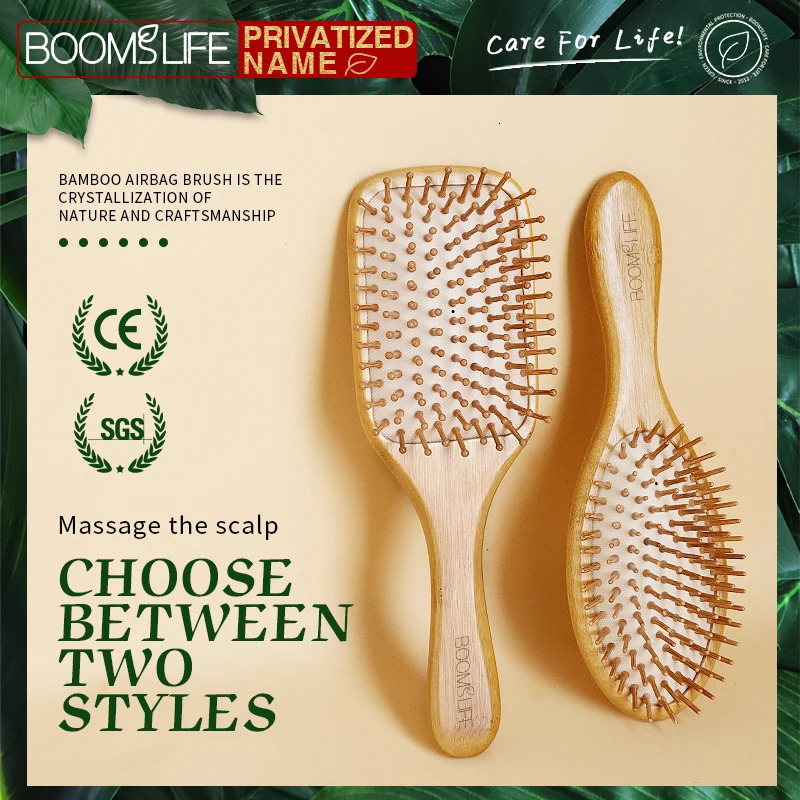 Personalized Wide Tooth Wood Combs for Hair Massage Scalp Bamboo Hair Brush Women Custom Styling Hair Comb Detangling HairBrush 241225