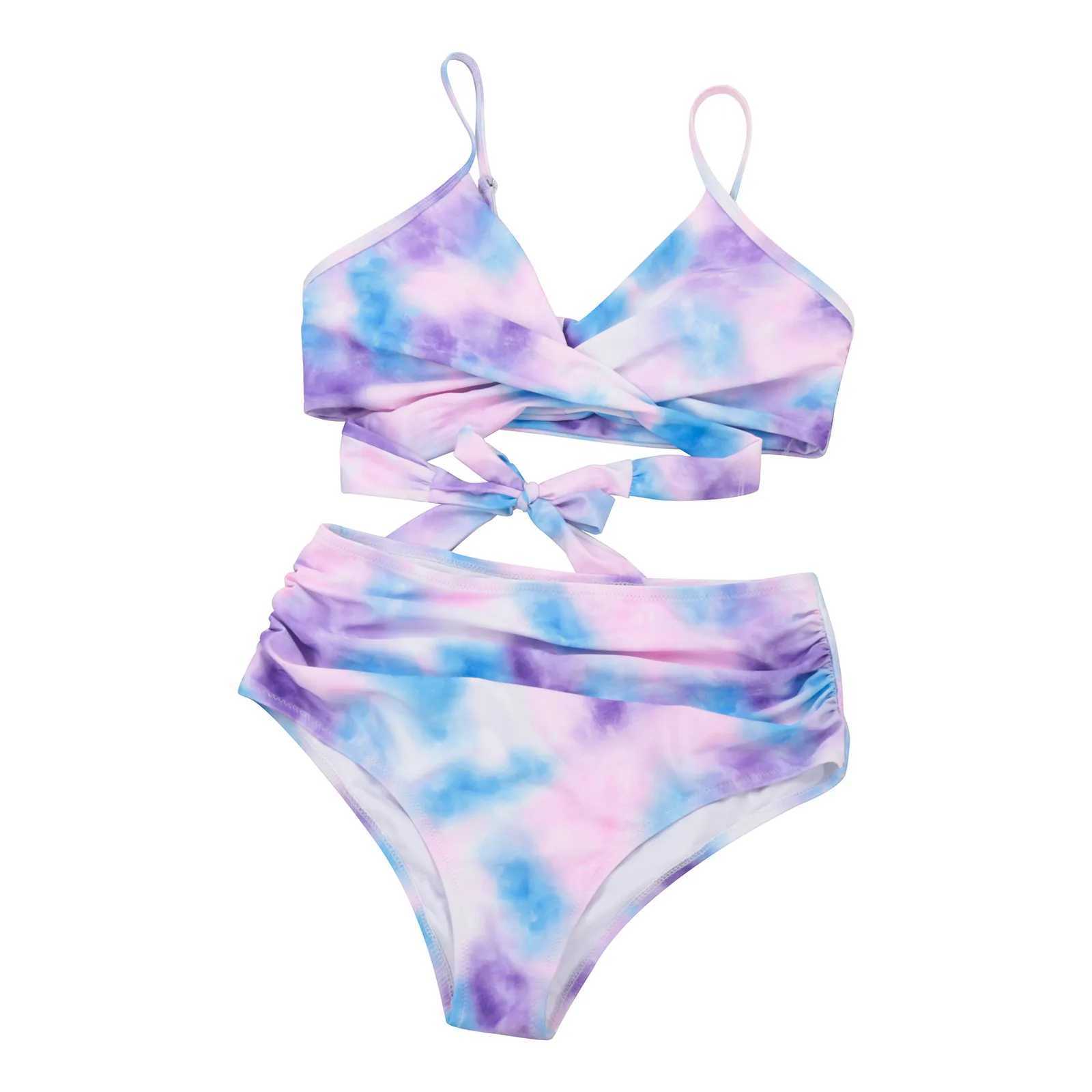 Sexy womens bikini print bandage two-piece swimsuit beachwear setW241225