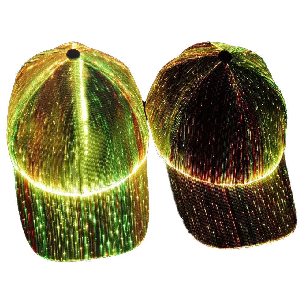 Fiber Optic Cap LED Hat with 7 Colors Luminous Glowing EDC Baseball Hats USB Charging Light Up Caps Performance Led Cap 241225