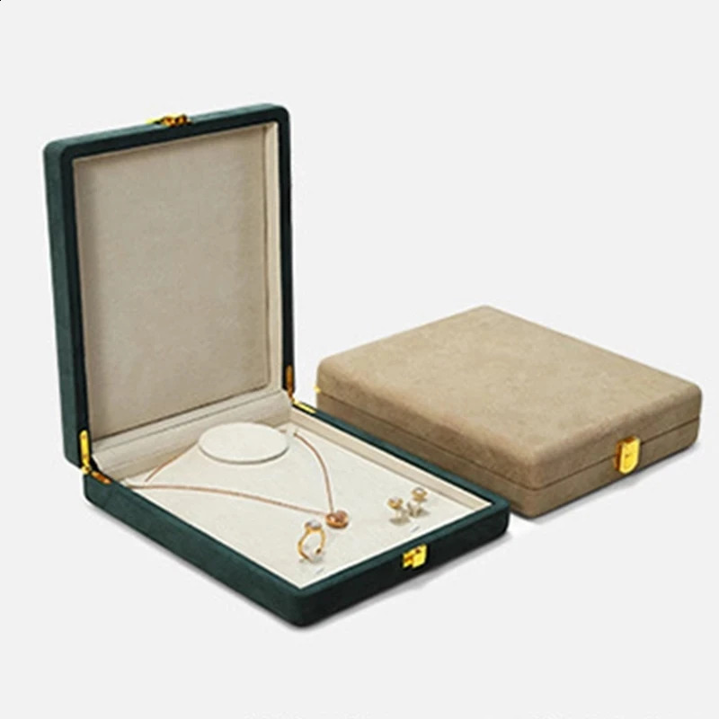 High-End Large Boxes Pearl Necklace Earrings Set Jewelry Packaging Box Metal Lock Buckle Jewelry Organizer Gift Box 20*23Cm 241225