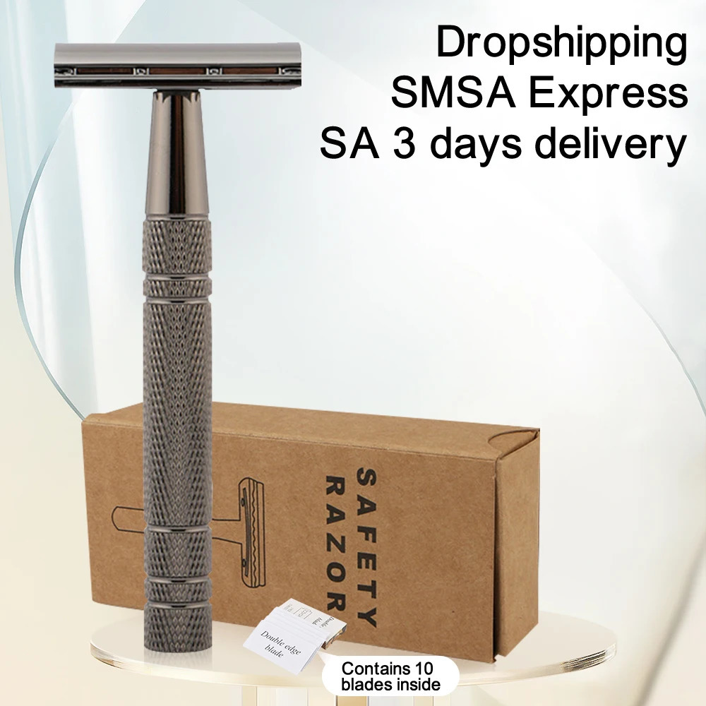 Manual Shaver Razor For Men Safety Razor Clipper Manual Hair Scraper 1 Handle 10 Blade Knife Holder Shaver Double-Sided Blade 241225