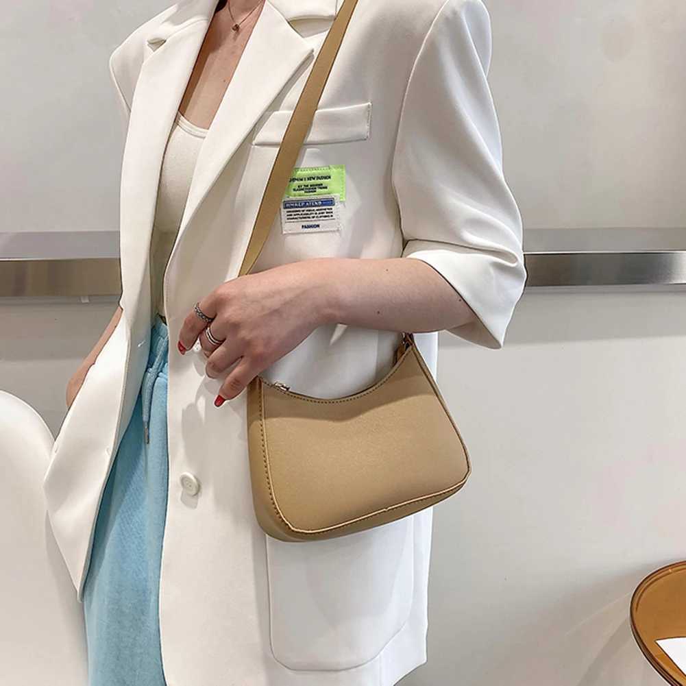 Womens Bag 2022 Trend Handbags Female Handbags Solid Color PU Leather Shoulder Underarm Bag Ladies Shopper Hobos Bag XJ250605