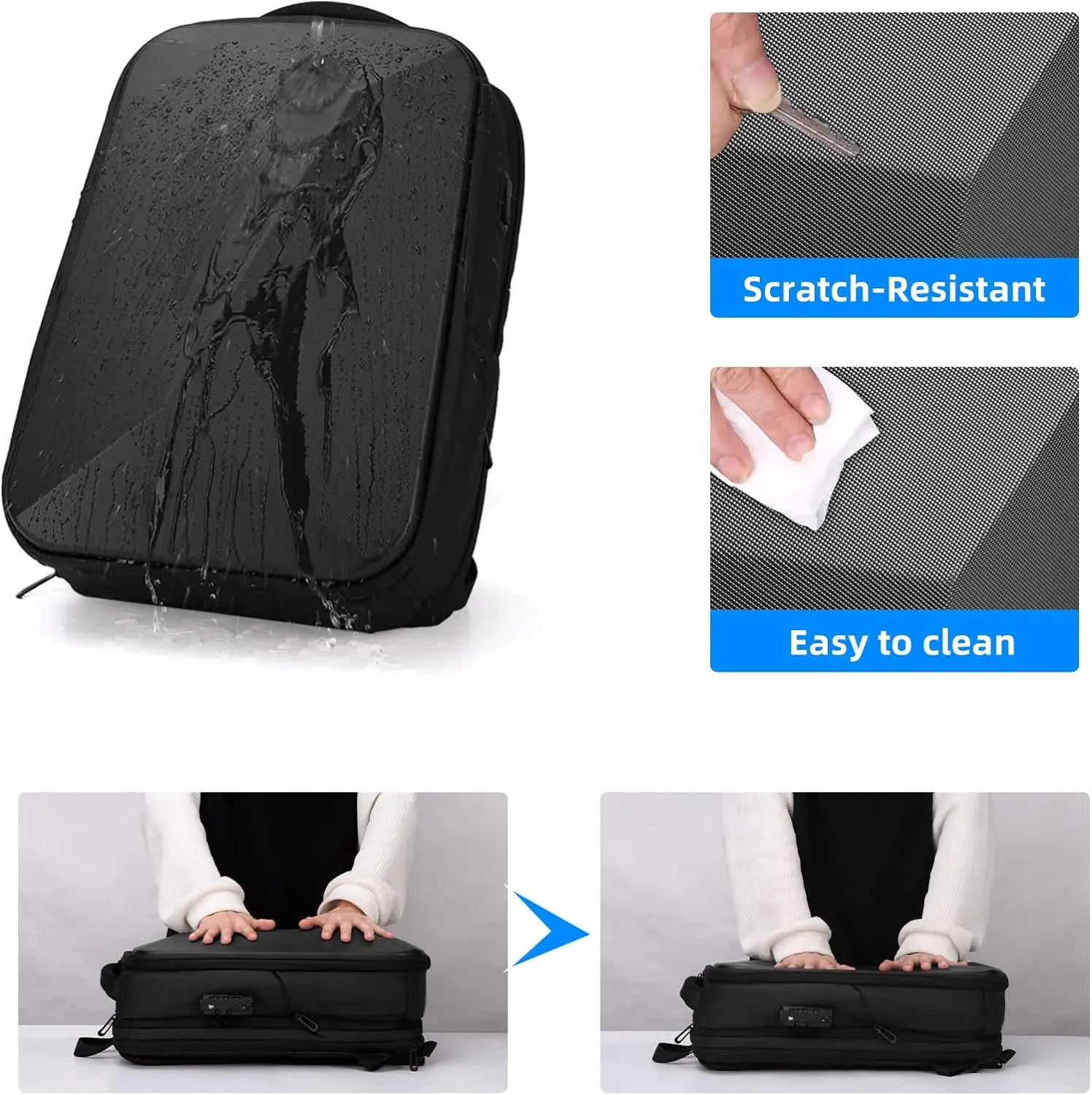 Expandable Travel laptop Backpack men fit 15.6 inch Waterproof Anti-thef Business Bag USB Charging Hard case mochilas de hombre 241225