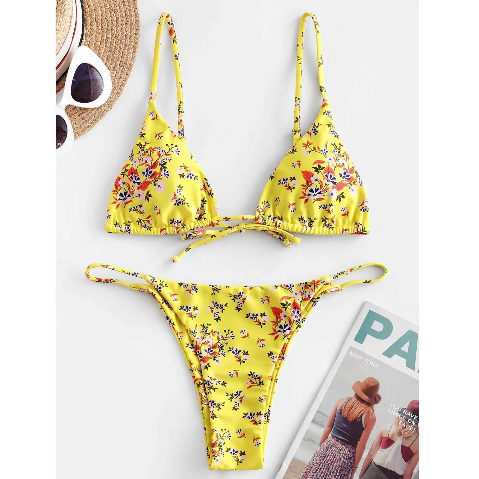 Sexy bikini push up womens swimsuit 2024 womens swimsuit Brazilian bikini set thong Biquini swimsuit printed beachwearW241225