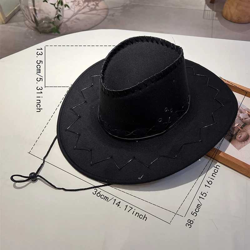 KAMMPT Fashion Western Wide Brown Cowboy Hat Performance Carnival Display Decorative Cowboy Hat Fashion Outdoor Camping Solid Color Hat W241225