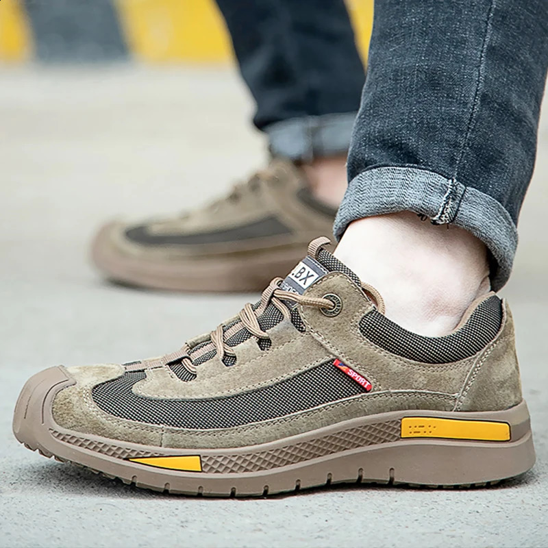 Work Shoes Hollow Breathable Steel Toe Boots Lightweight Safety Work Shoes Anti-slippery For Men Women Male Work Sneaker 241226