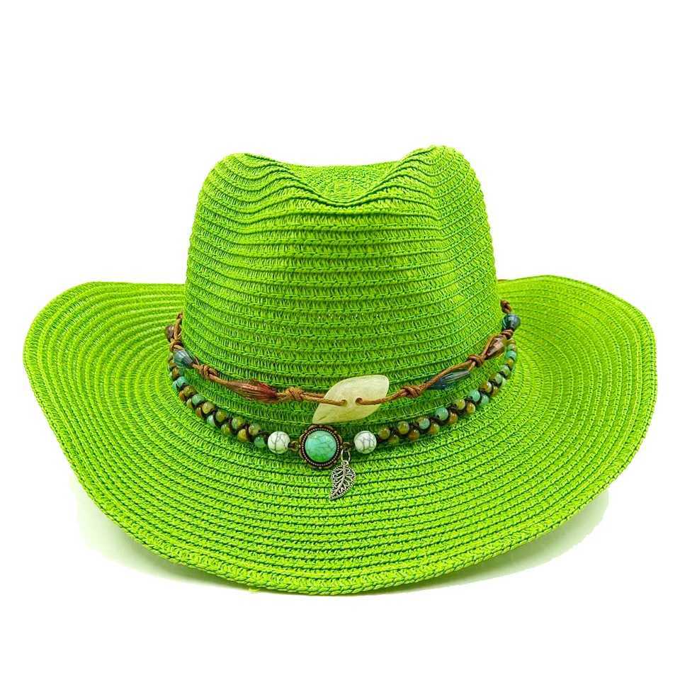 Red cowboy hat for men and women single color curly ear outdoor beach rider hat cowboy hat W241225