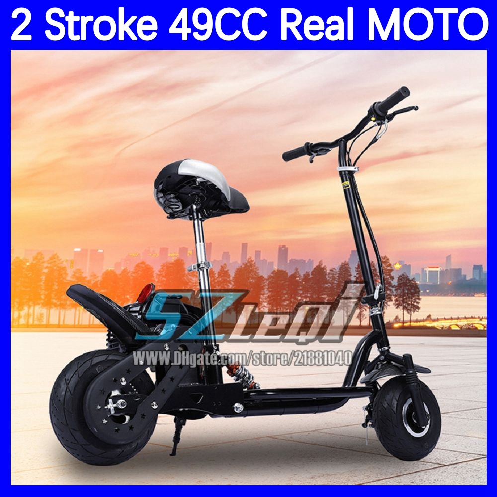 Gas Folding On Sale 49CC 2 Stroke Gasoline Black Scooter Fashion Men Women 50CC Motorbike Racing MOTO Bike Discount Promotion Gas Adult Motorcycle Bir