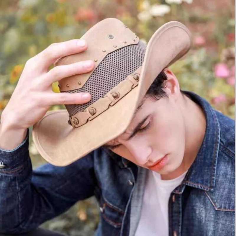 New Cowboy Hat Womens Western Cowboy C for Dad Gentleman La Real Leather Sombrero Hombre Jazz C W241225
