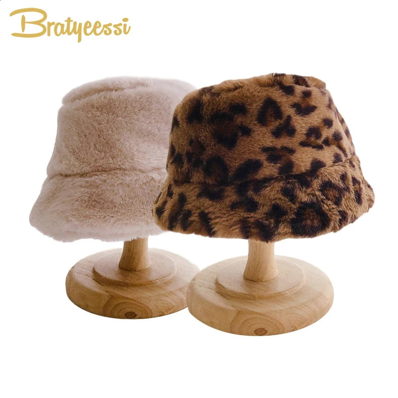 Winter Hat for Kids Faux Fur Bucket Girls Boys Cap Children Warm Baby Accessories 25Y 241225