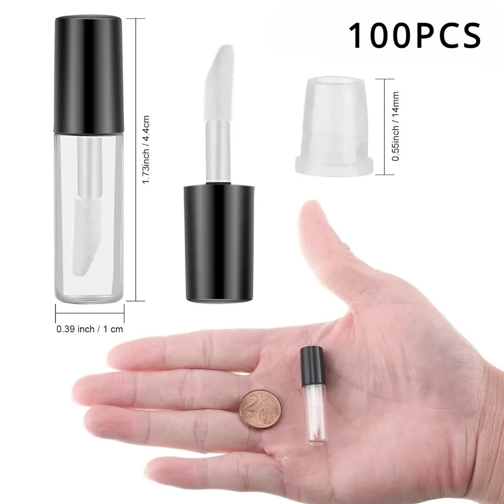 100PCS 1.2ML Empty Clear Mini Lip Gloss Tube Mini Refillable Lip Balm Bottles with Rubber Inserts for DIY Makeup Containers 241225