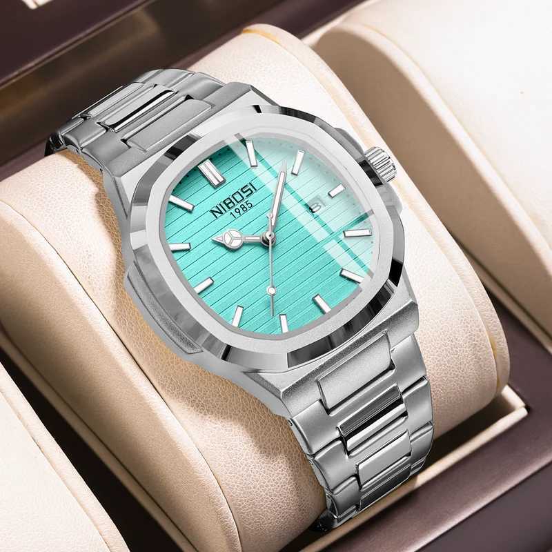 New Arrival NIBOSI New Luxury Business Watch Waterproof Mens Watch Luminous Date Stainless Steel Square Quartz Mens Watch Reloj Hombre Z241226