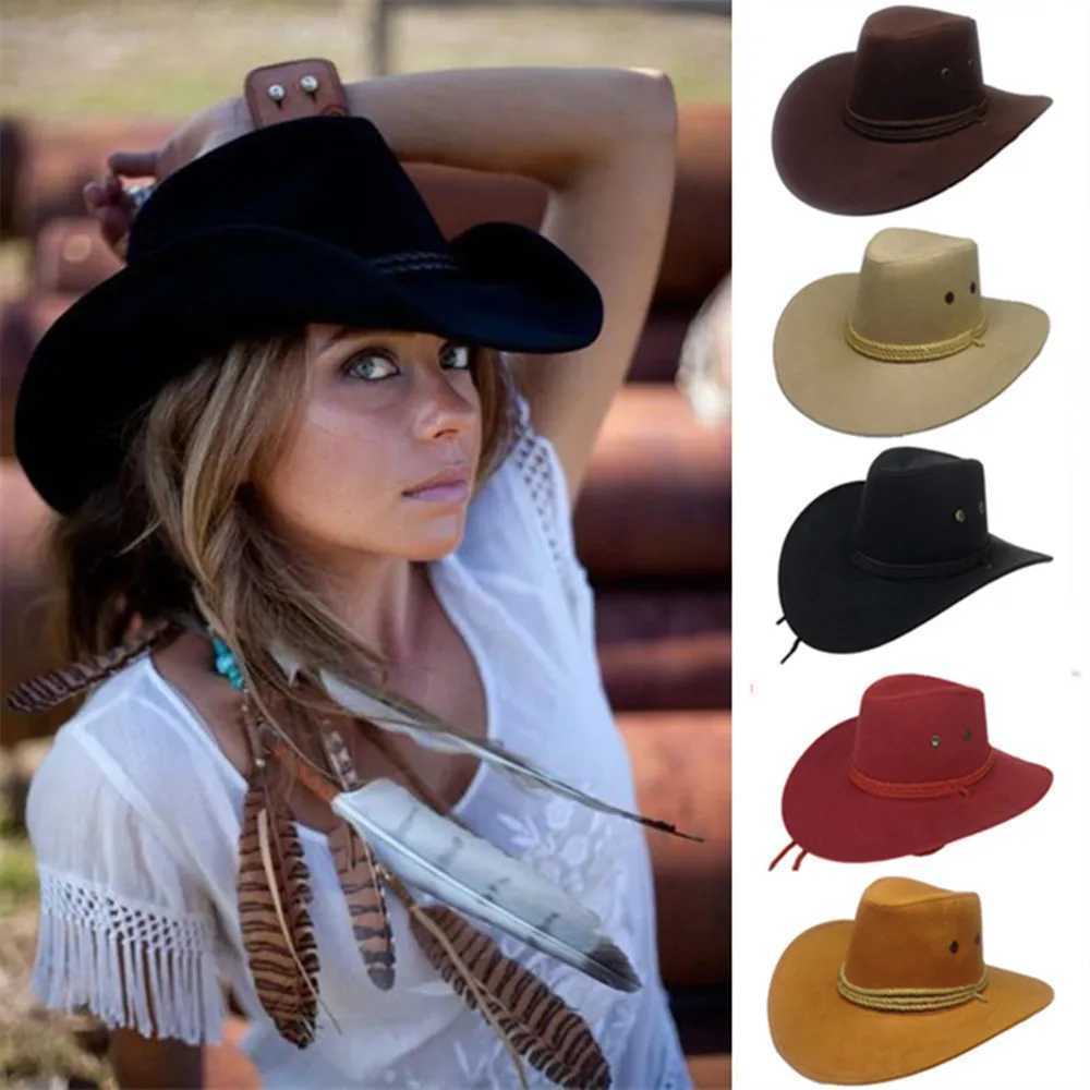 Cowboy hat Cs mens country womens hat artificial leather Sunhat wild Brim Panama hat Visor hat Sombrero De Vaquero Occidental hat W241225