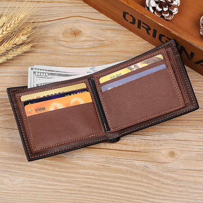 Mens Leather Wallet Short Mens Wallet Credit Card Top Vintage Male Small Wallet Coin Purse Wallet 241224