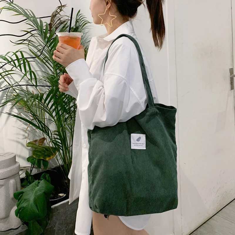 Corduroy Handbag Shoulder Bag Versatile Student Handbag For Women Fi Leisure Large-capacity Storage Tote Bags Shopping BagXJ241225