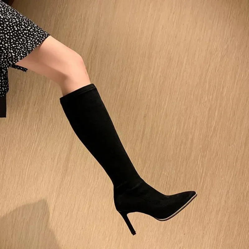 Long Boots for Women Solid Color Elastic In Knee High Shaft Shoes Woman Fashion Footwear Pu Cosplay Boot on Promotion 241226