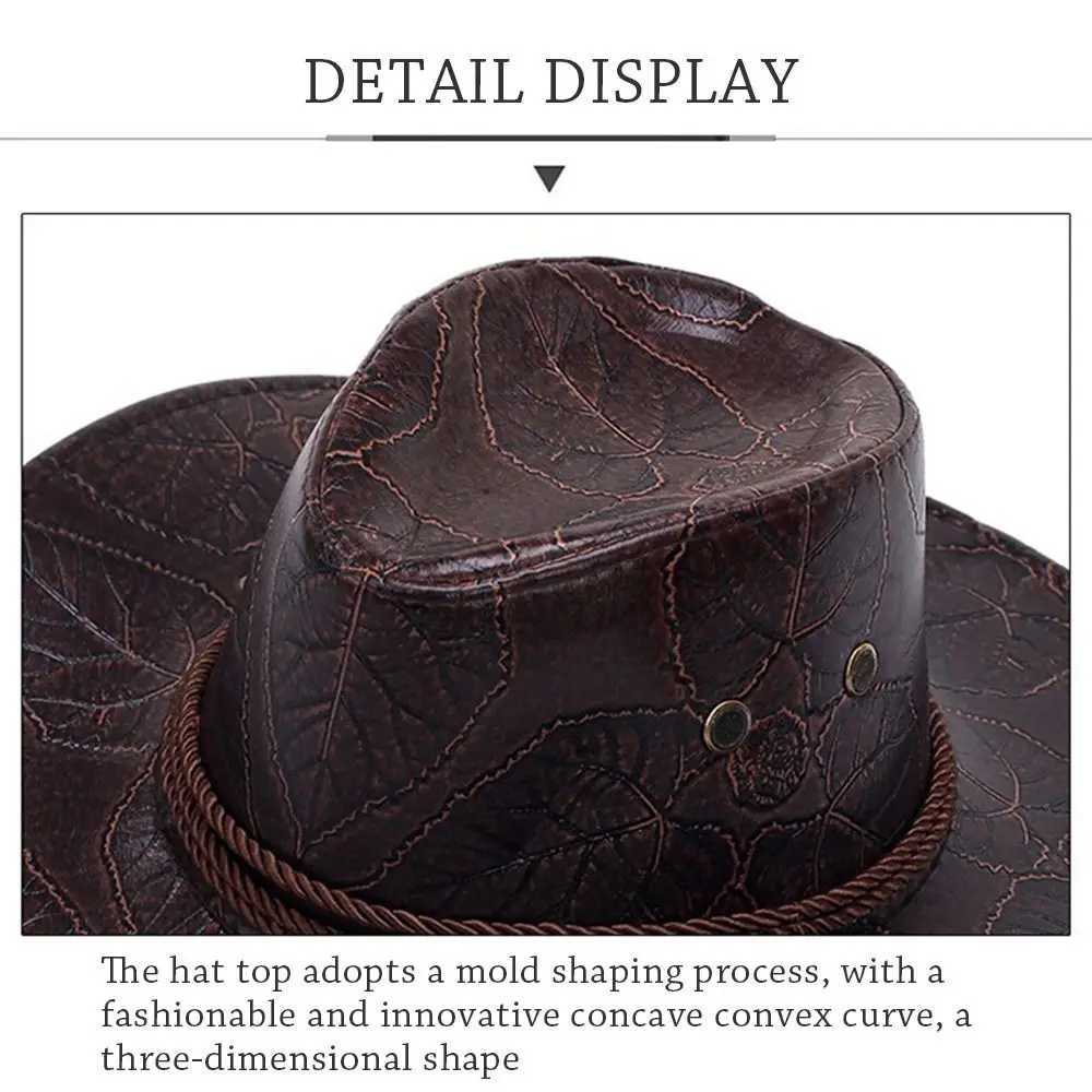 Cowboy Knight Hat Western Sun Hat Womens Leather C Gentleman Jazz Retro C Grassland Summer Autumn Visors W241225