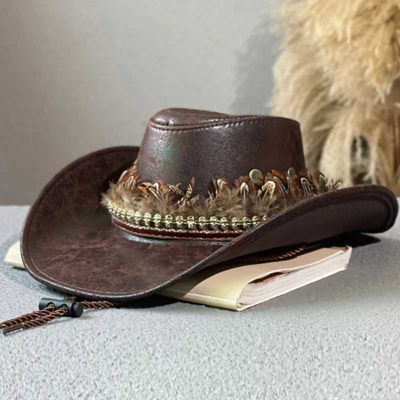 Handmade denim hat wide Brim denim hat suitable for female doctor parties W241225