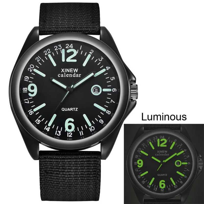 New Arrival XINEW Men Watches Fashion Luminous Watches Nylon Strap Date Quartz Wristwatches Men Sports Watches watch men watch man Z241226