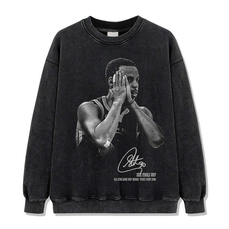 Curry's signature action night American printed short sleeved washed vintage t-shirt trend