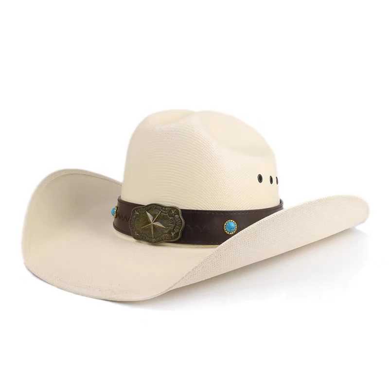 Cowboy hat Breathable Hanoven Hard Neutral Sun Hat Str Cowboy Hat Wide Brimmed Cowboy Hat Sombrero Vaquero W241225