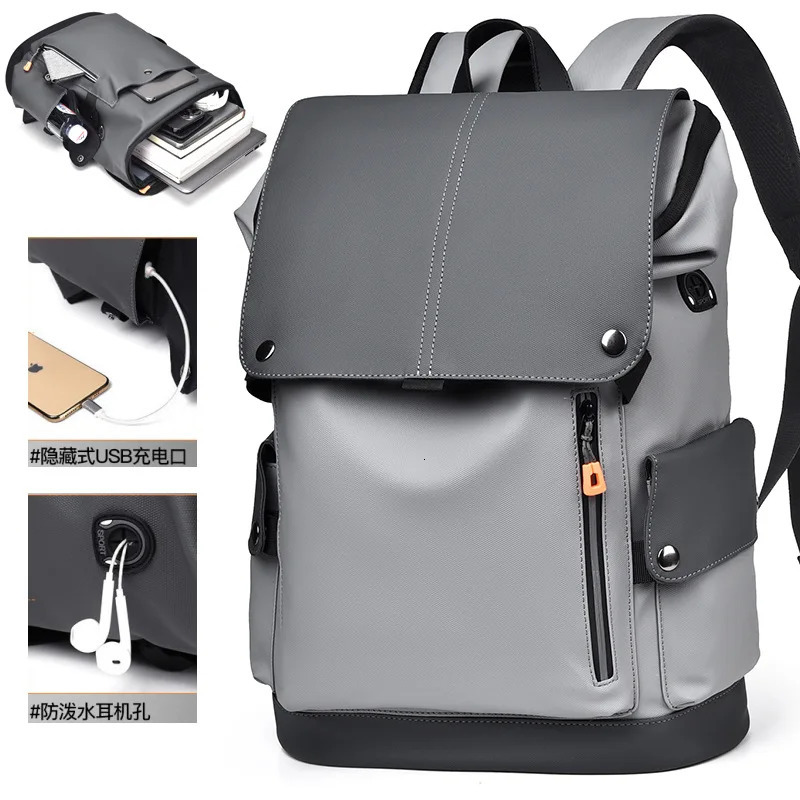 PU Leather High Quality Waterproof Mens Laptop Backpack Large Capacity Backpack for Business Urban Man Backpack USB Charging 241225