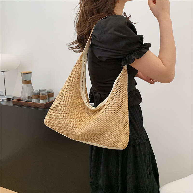 Knitted Large Capacity Fashionable Handbag, Internet Famous Korean In, New Stylish Casual Temperament Tote Bag, Armpit Bag