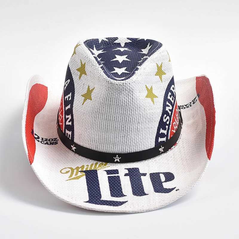 New Per Str Western Womens Cowboy Hat Classic American Flag Cowboy Girl C Panama Jazz Hat Sombrero Hombre W241225