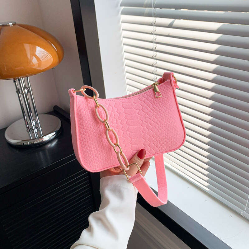 This Year's Popular Fashion Style Gentle Shoulder For Women's Summer Casual Versatile Ins Solid Color Armpit Bag