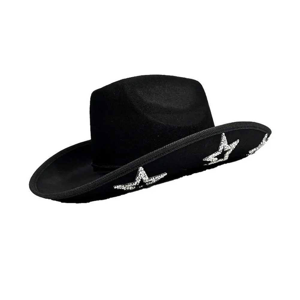 Cowboy Hat Western Style Womens Retro Trench Hat Five Point Dick Party Visor Hat Star Dome Cowboy Accor Y8I9 W241225