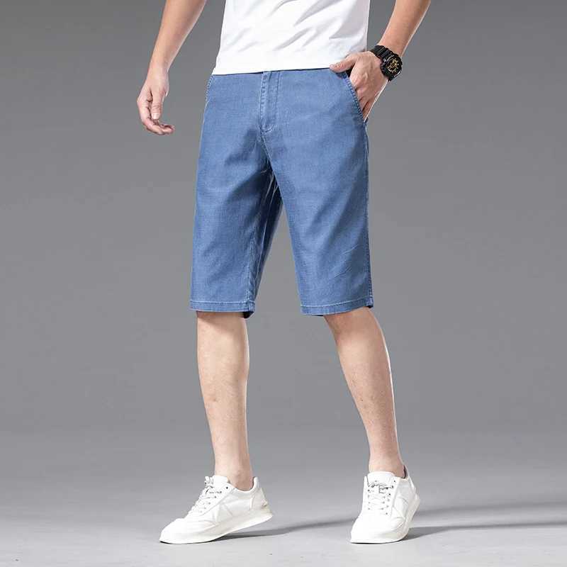Classic style summer mens business thin denim shorts Lyocell fabric paired with stretch blue shorts mens brand W241226