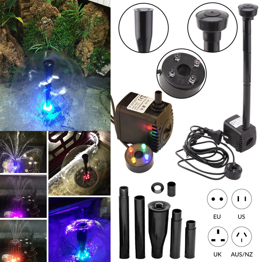 8W Multi-function Aquarium Oxygen Fish Pond Led Color Changing Submersible Water Pump Garden Water Fountain Pump Maker Pump D30 241225