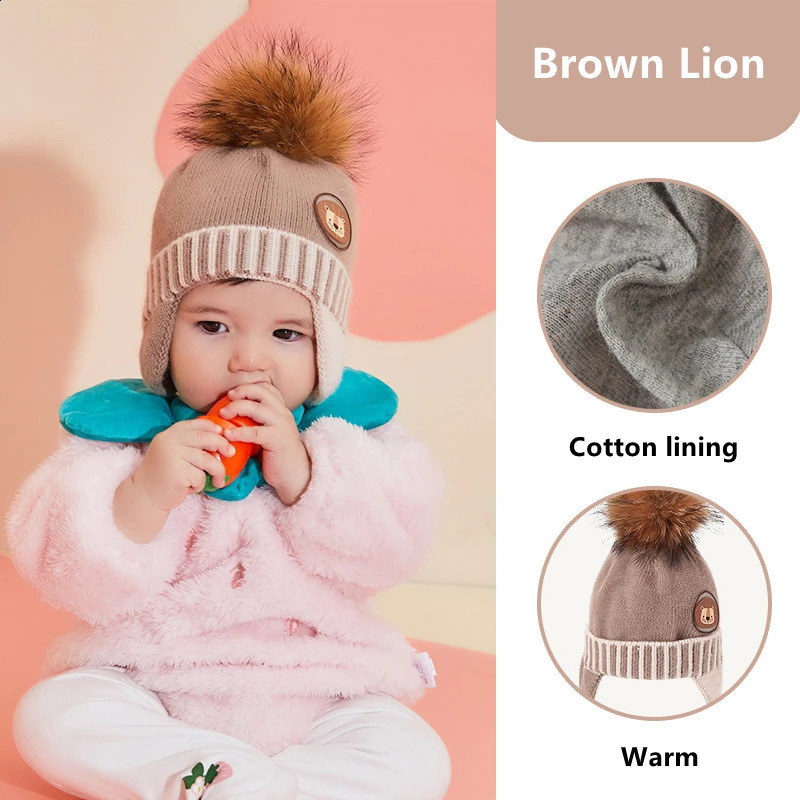 Cute Double Wool Pompom Baby Hat Children Cap Warm Autumn Winter Hats For Kids Boys Girls Knitted Warmer Beanie Caps Bonnet 241225