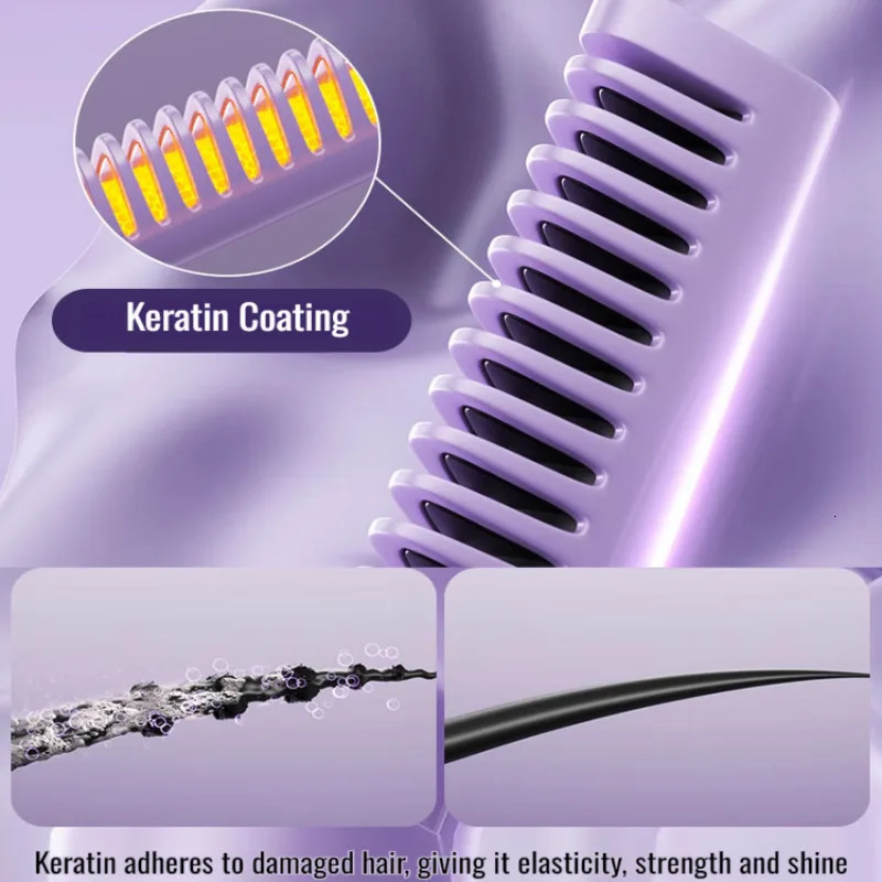 Home Small Charging Wireless Straight Hair Comb Portable Curling Iron Dual Purpose Straight Roll 241225