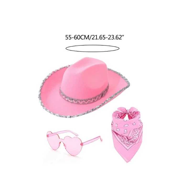 Cowboy Hat for Bridal Shower Cowgirl Hats Scarf Sunglasses Costume Female Heear Night Club Party Set W241225
