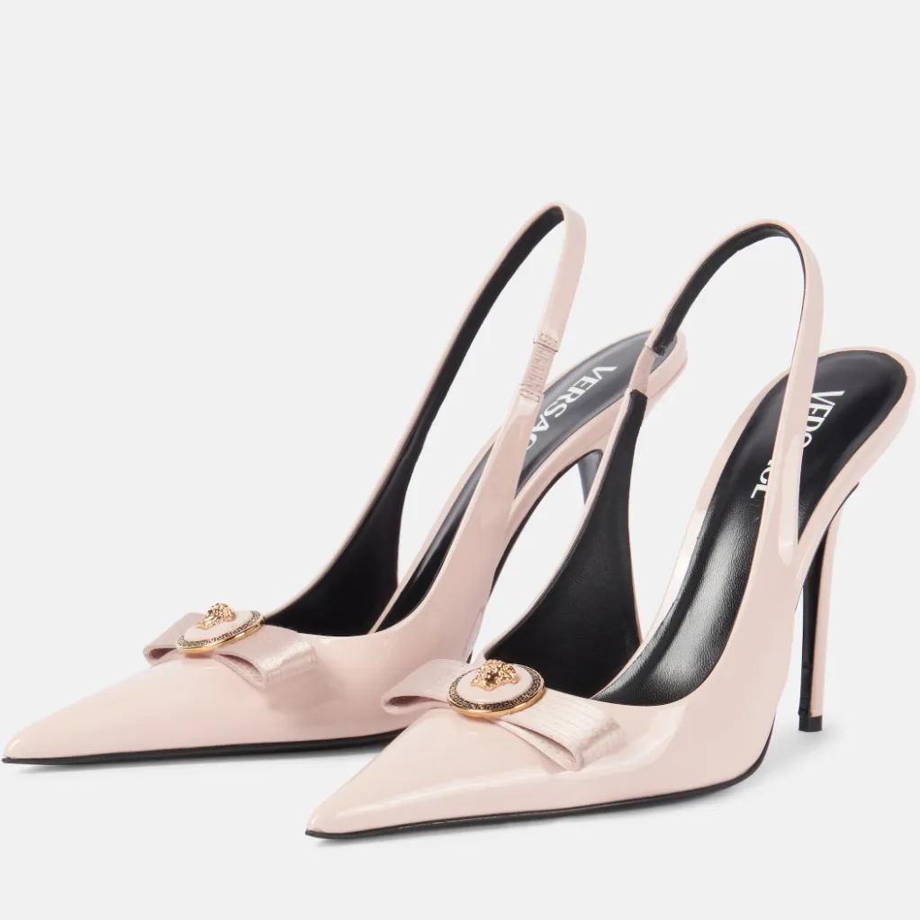 Top Design Women Gianni Ribbon Sandals Chaussures Slingback Medusa Bow Stiletto Talons pointés Pumps de soirée Robe de soirée Mariage Dame Walkin