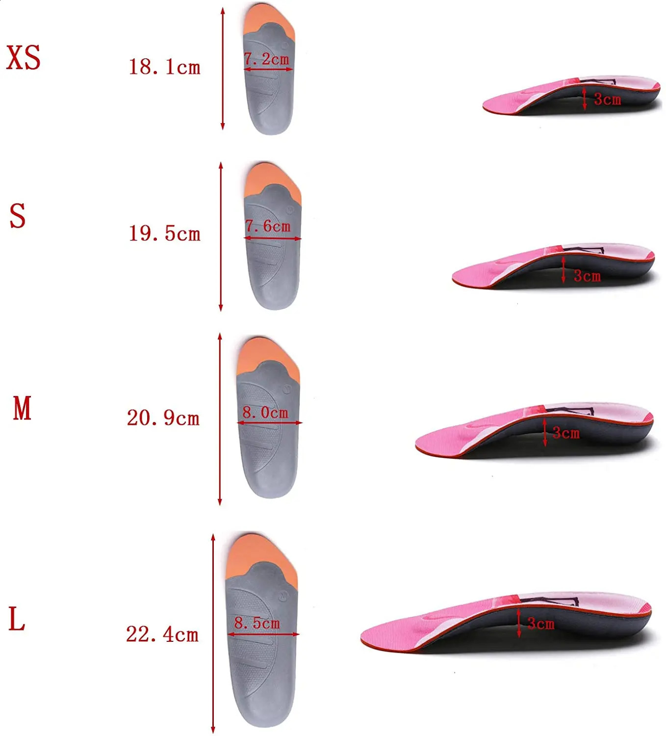 3/4 Arch Support Insoles Comfortable Ortics Insert Suitable for Heel PainFlat Feetlantar FasciitisArch or Foot Fatigue 241226