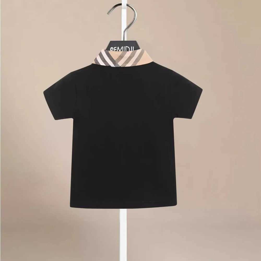 T-shirts Kids Summer Black Boys Polo Tshirts Striped Cotton Turn Down Collar Toddler Baby Tees Kids Shirt Children Clothes Pants Y2412261S7K