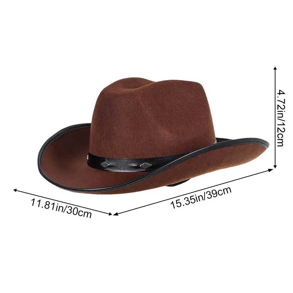 Western style stud cowboy hat retro jazz hat wide Brim Wild West C mens cowboy hat womens outdoor knight hat W241225