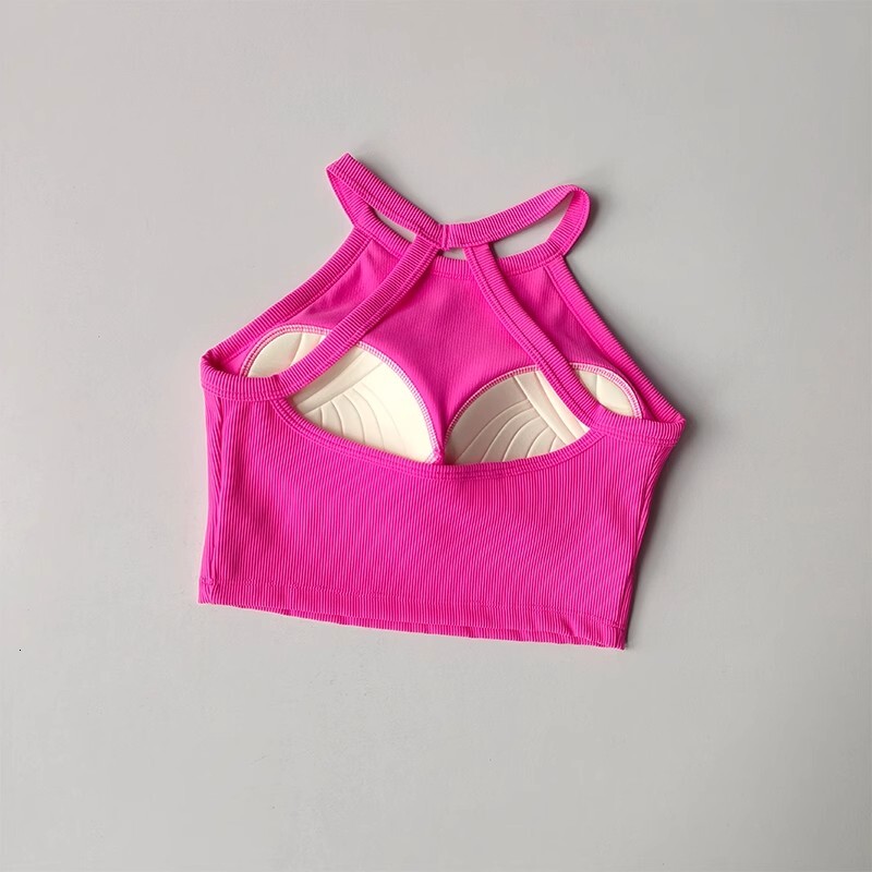 2024 New Women's Fixed Chest Pad Shockproof Running Outer Wear Yoga Bra Fiess Underwear Gym Top Sports Camisole