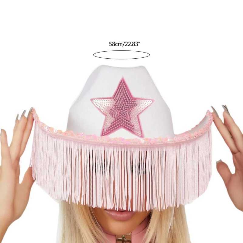 Cowboy hat edge glitter star decoration Halloween flash hat Dr Up cosplay party costume accessories W241225