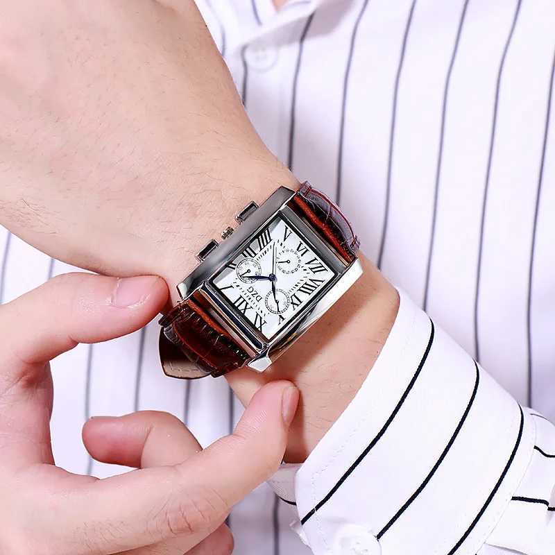 New Arrival Square mens watch commercial waterproof quartz leather watch mens watch mens watch Relogio Masculino hodinky erkek kol saati Z241226