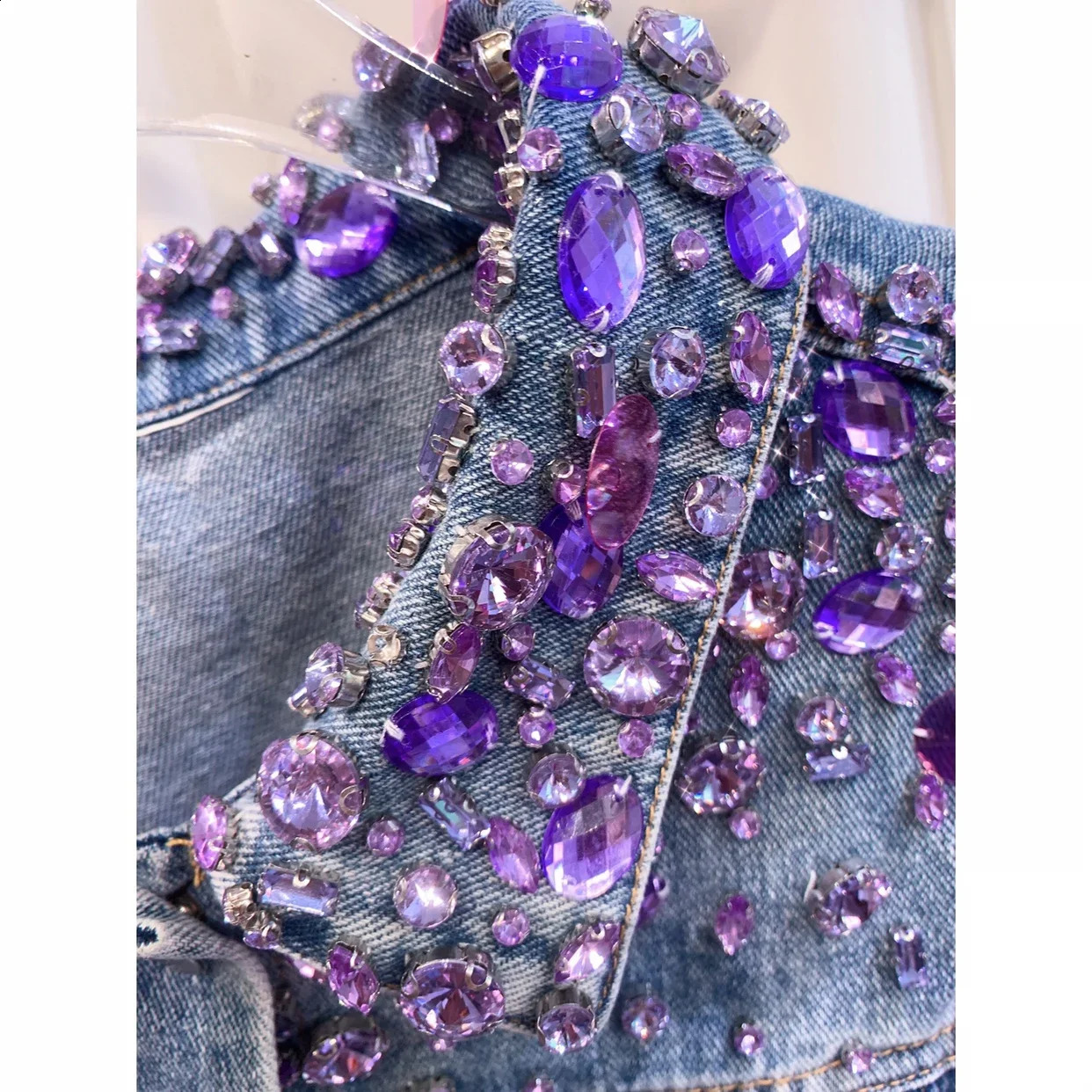 Arrivel High Quality Heavy Industry Beads Rhinestone Denim Coat Women Autumn and Winter Jean Jacket Casacos Feminino 241223