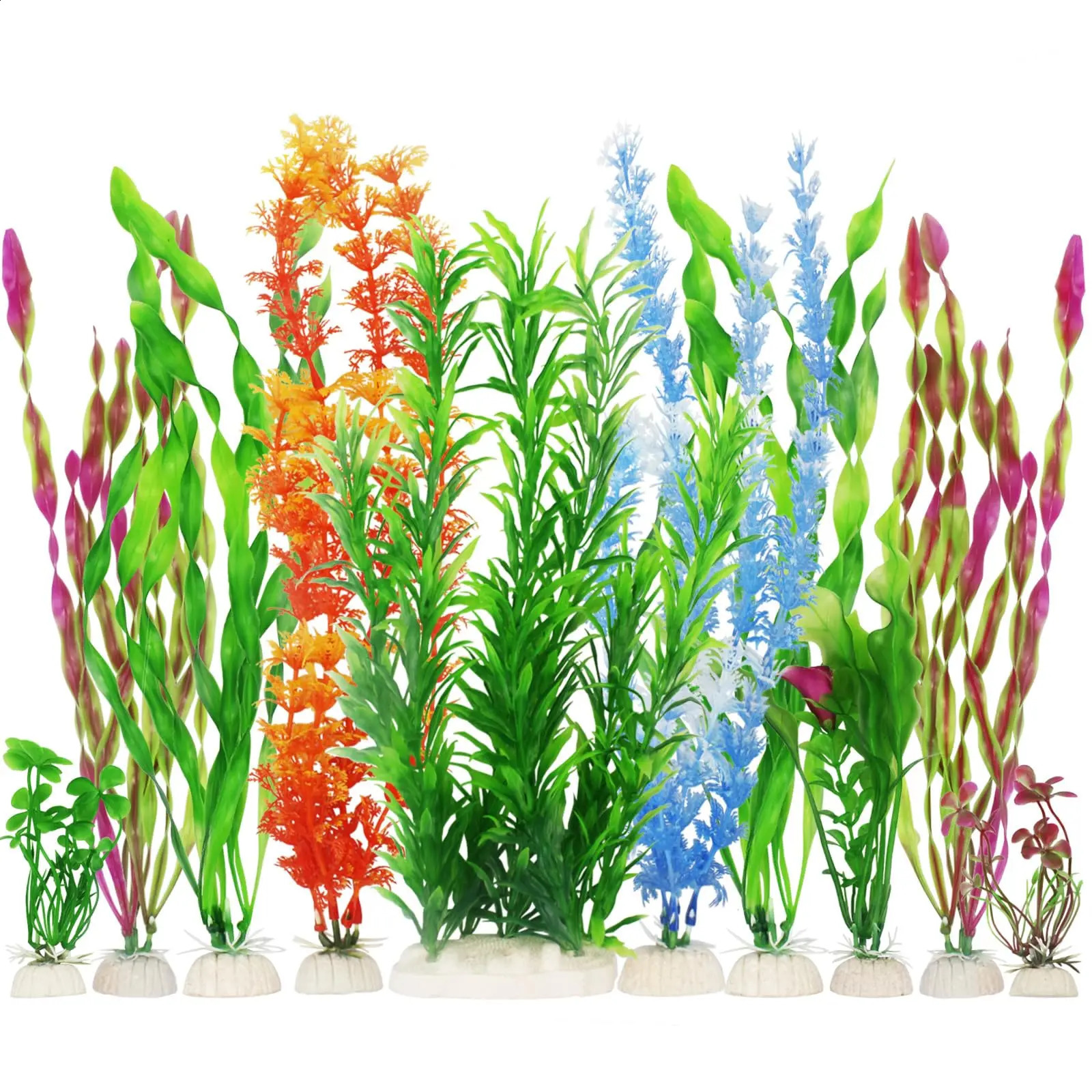 10PCS Artificial Aquarium Plants Set Underwater Plants For Aquarium Fish Tank Decoration Colorful Water Grass Aquatic Plant 241225