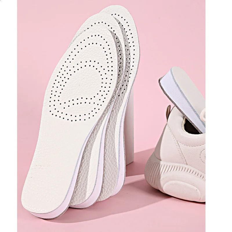 Double Sided Cow Leather Raised Insoles Height Increase 2CM 3CM 4CM For Women Men Feet Breathable Elevator Shoes Heighten Pad 241226