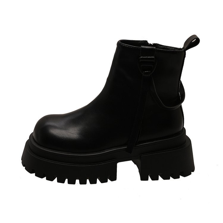 Big Round Black Toe New Arrivals Boots For Women And Women Ankle High Flat With Solid Handmade Fashion Casual All-match Shoes b984