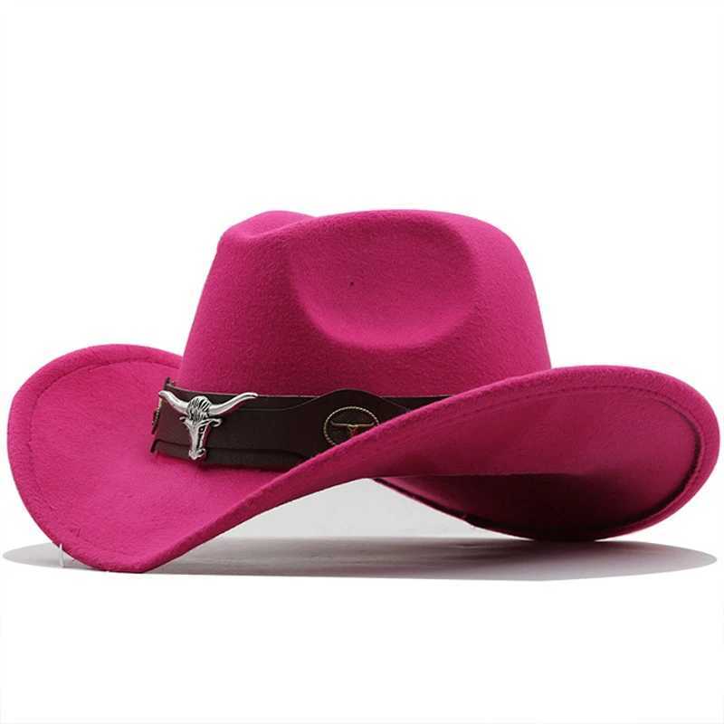 Western Cowboy Hat Roll Brim Cowboy Girl C Cowboy Jazz Fedora Hat Felt C with Cowboy Band Boys and Girls W241225