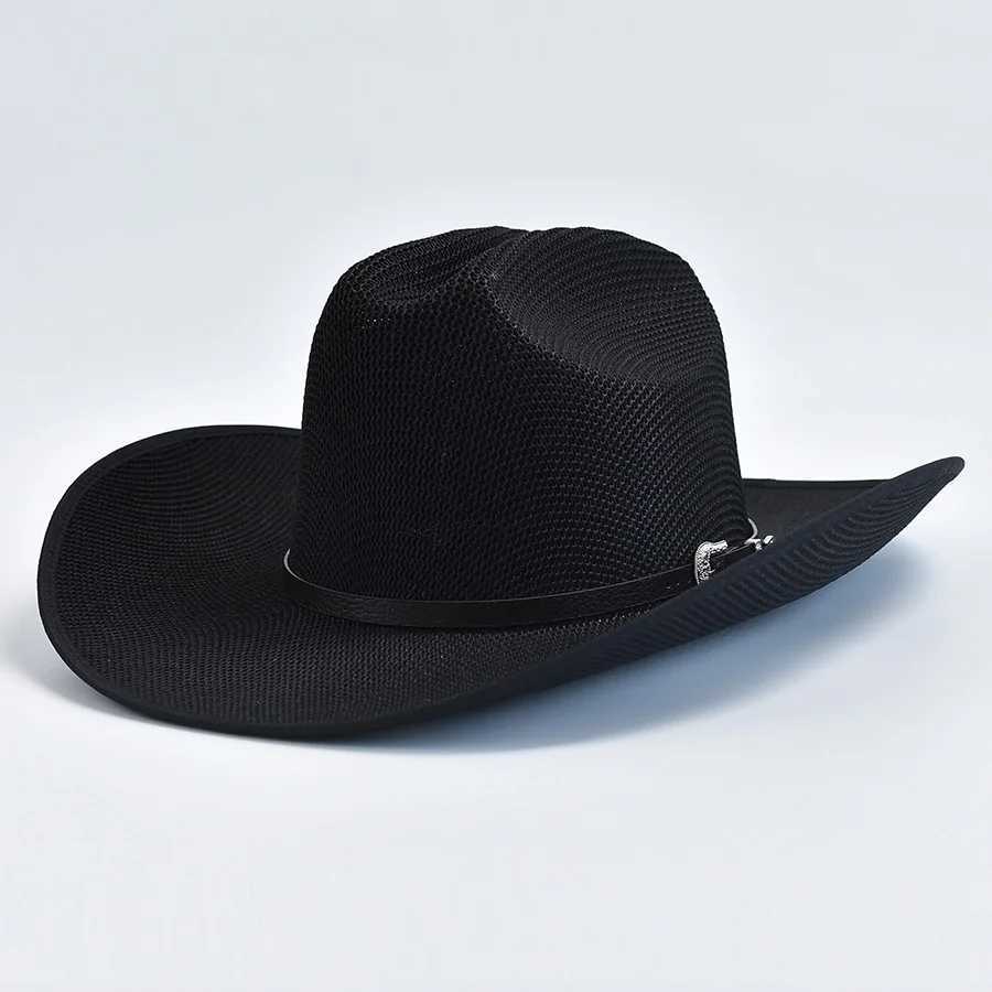 Retro Western Womens Cowboy Hat Summer Wide Brown Cowboy Girl Jazz Hat Outdoor Beach Sunscreen Cs W241225